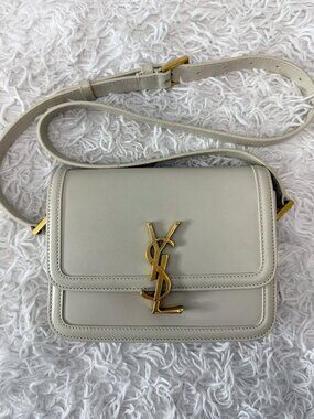 SAINT LAURENT Smooth Calfskin Small Solferino Satchel in White